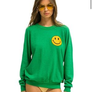 Aviator Nation Green Smiley Sweatshirt